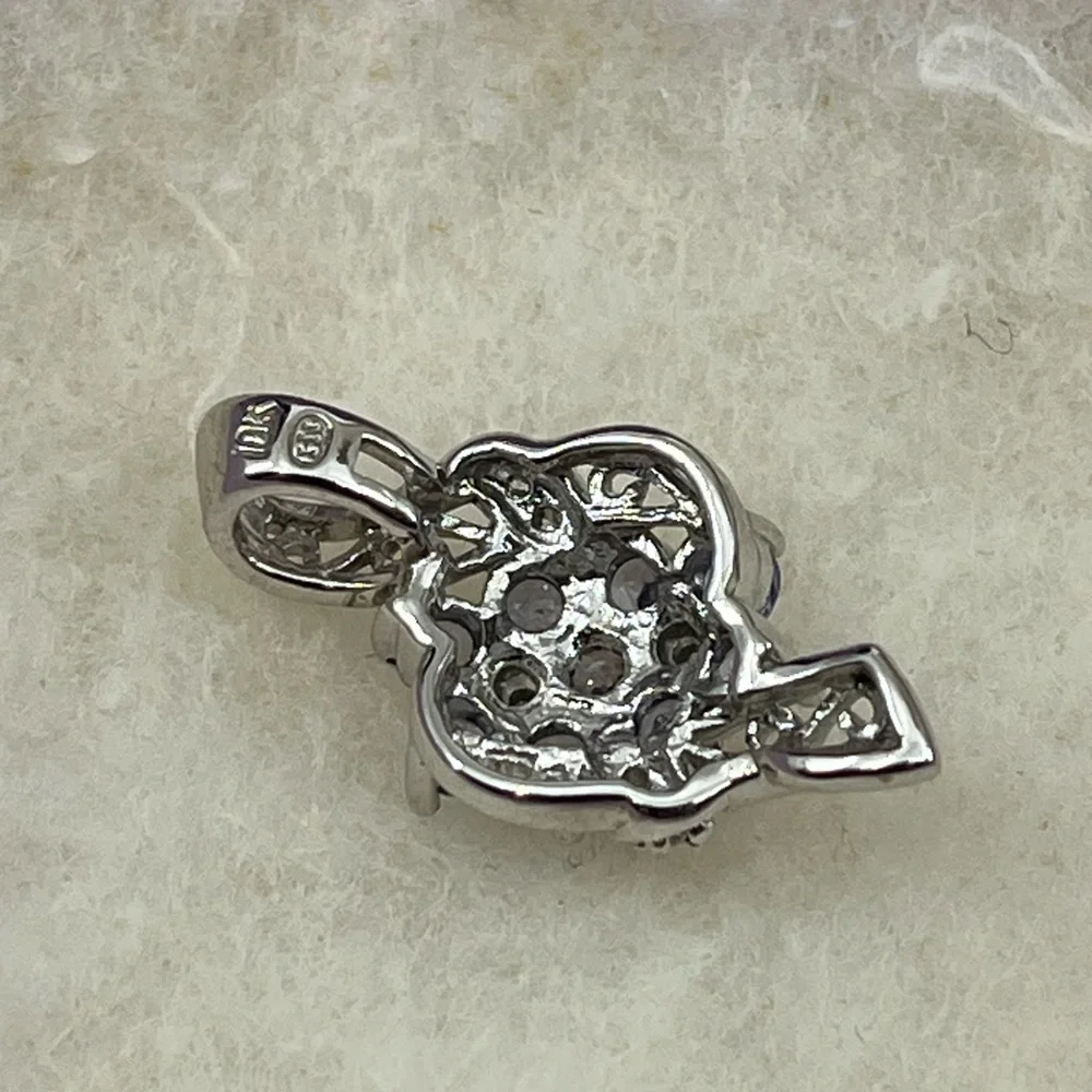 10K White Gold Tanzanite ๐ Diamond Accent Pendant - Vintage Estate, 1990s - Picture 8 of 15